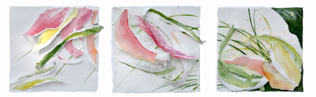 Les roses comme avant palpitent Peinture collage de véronique arnault peintre plasticienne