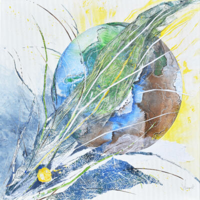 Peinture collage réalisée par Véronique Arnault