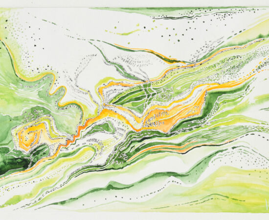 cartographie du rêve, gravure et aquarelle de Véronique Arnault plasticienne 2021