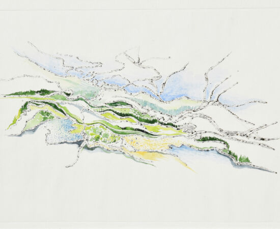 cartographie du rêve, gravure et aquarelle de Véronique Arnault plasticienne 2021