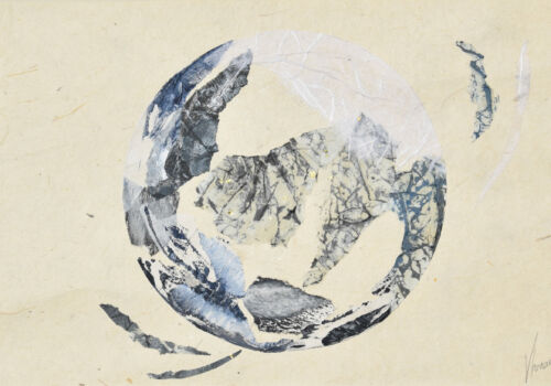 Entre ciel et terre. Monotype et collage de Véronique Arnault plasticienne 2021