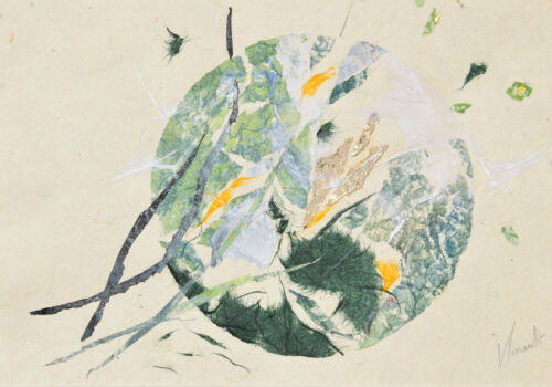 Entre ciel et terre. Monotype et collage de Véronique Arnault plasticienne 2021