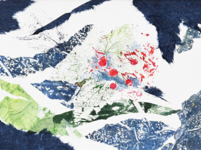 Monotypes collages réalisés en hommage au poète Philippe Jaccottet par Véronique Arnault, artiste plasticienne