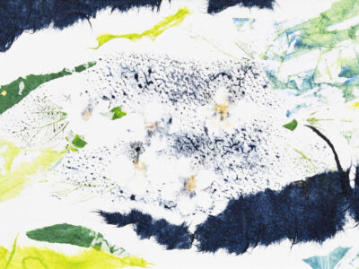 Monotypes collages réalisés en hommage au poète Philippe Jaccottet par Véronique Arnault, artiste plasticienne