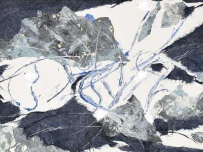 Monotypes collages réalisés en hommage au poète Philippe Jaccottet par Véronique Arnault, artiste plasticienne