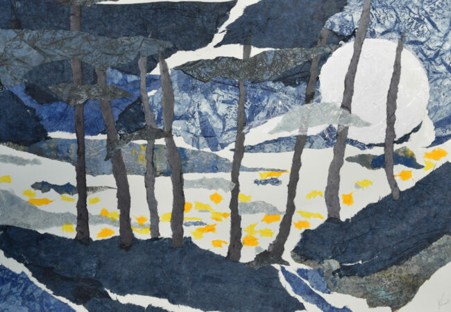 Espérance, oeuvre peinture collage réalisé par Véronique Arnault peintre plasticienne