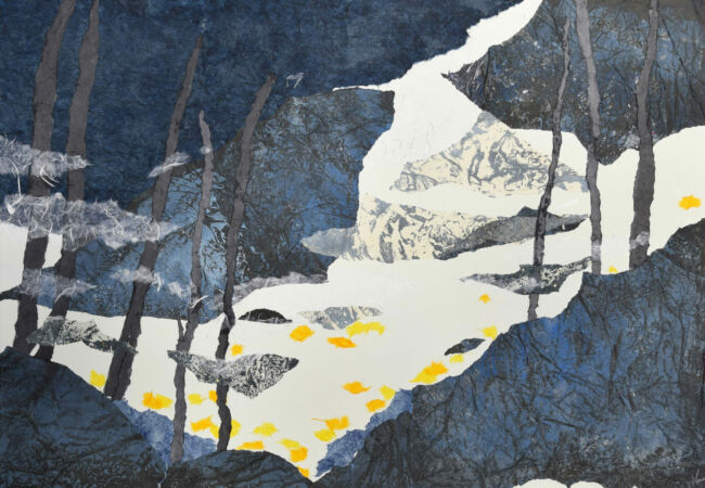 Espérance, oeuvre peinture collage réalisé par Véronique Arnault peintre plasticienne