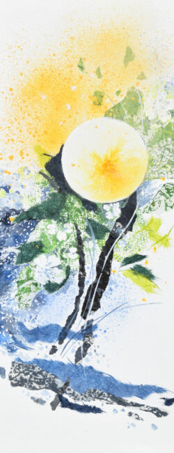 Arbre de vie réalisé par Véronique Arnault, peintre plasticienne, peinture collage.