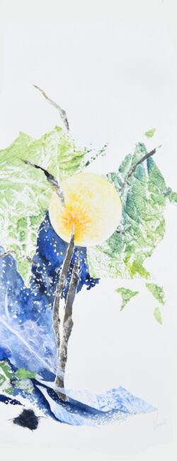 Arbre de vie réalisé par Véronique Arnault, peintre plasticienne, peinture collage.