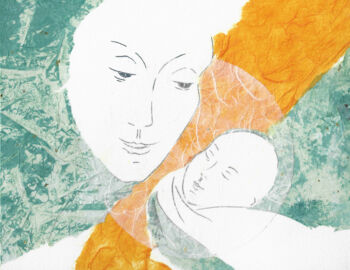 Série de peintures et collages réalisés par Véronique Arnault, peintre, plasticienne, autour de Vingt regards sur l'Enfant Jésus d'Olivier Messiaen.