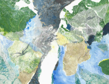 Série de peintures et collages réalisés par Véronique Arnault, peintre, plasticienne, autour de Vingt regards sur l'Enfant Jésus d'Olivier Messiaen.