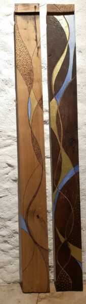 Travail sur bois réalisé en collaboration entre Véronique Arnault, plasticienne et Francis Clog, tourneur et sculpteur sur bois.