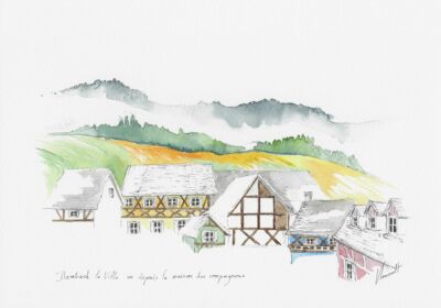 Aquarelles d'Alsace réalisées par Véronique Arnault, plasticienne, à partir de ses carnets de voyage.