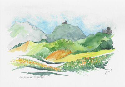 Aquarelles d'Alsace réalisées par Véronique Arnault, plasticienne, à partir de ses carnets de voyage.